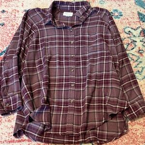 American Eagle Outfitters Oversized Plaid Shirt in Purple and White